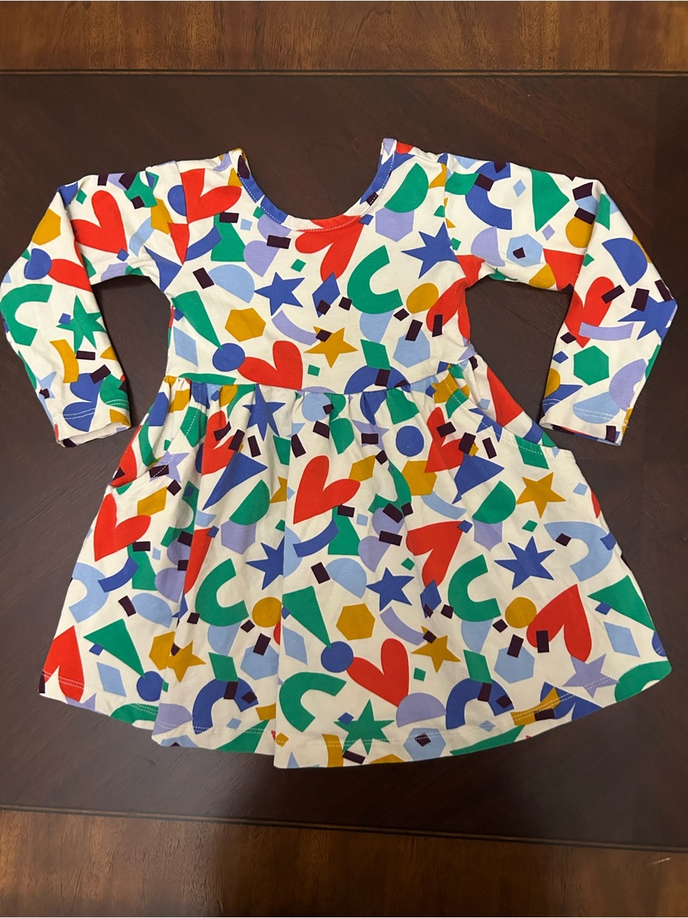 Hanna Andersson Girls 2T Dress Colorful Geometric Print Long Sleeve Twirl